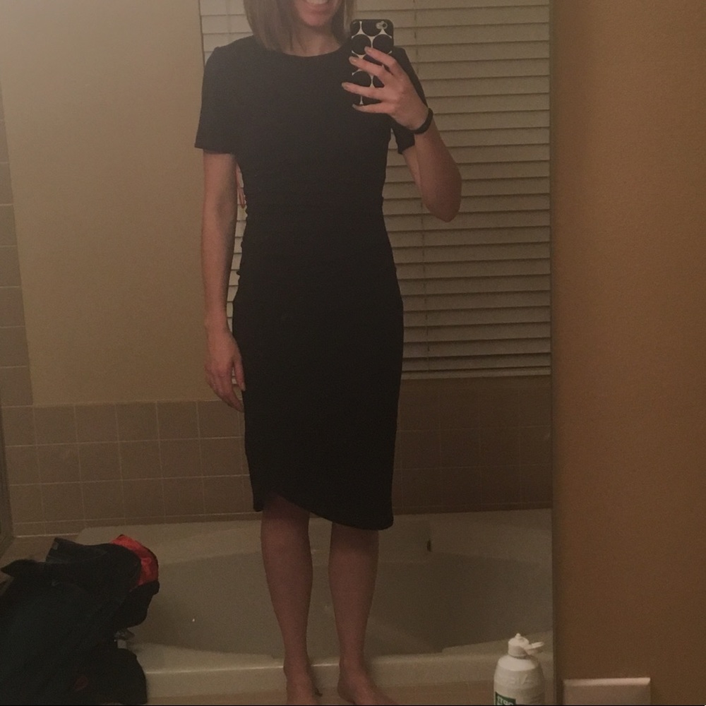 NWOT Catherine Malandrino Black Short Sleeve Midi Sheath Dress in size 2 - Picture 7 of 9
